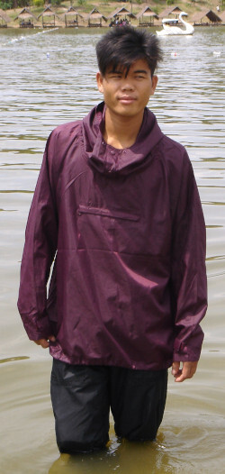 wet anorak swim test in lake